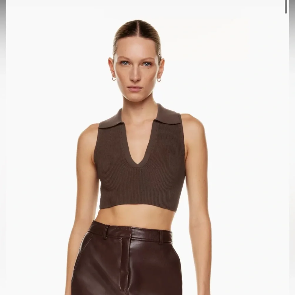 Aritzia Babaton Sculpt Knit Polo Top - Picture 3 of 11